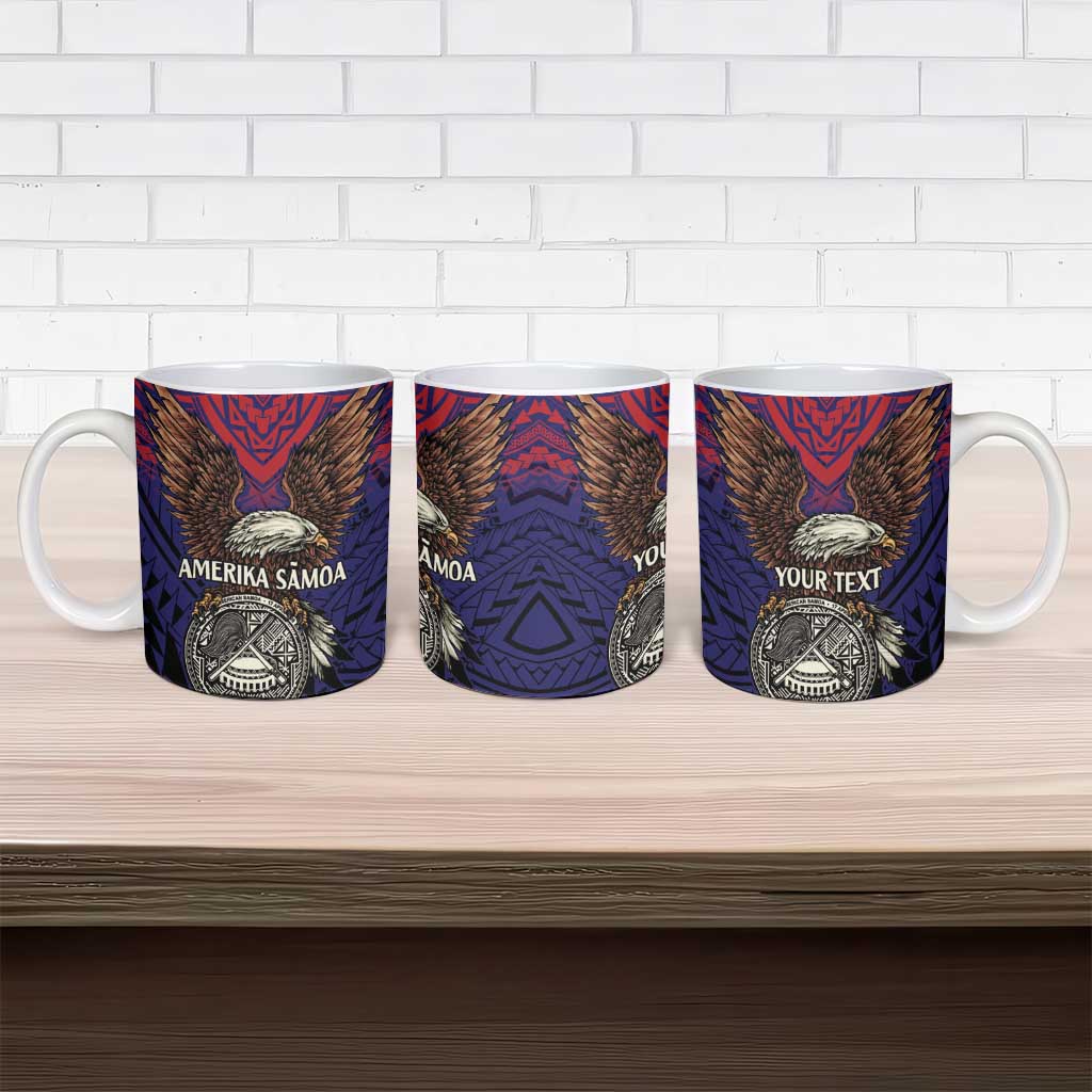 American Samoa Brave Eagle Personalized Ceramic Mug National Flag Color - Polynesian Pride