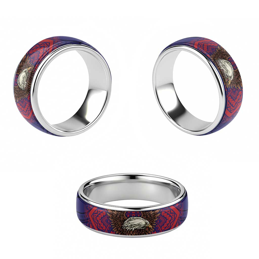American Samoa Brave Eagle Classic Ring National Flag Color - Polynesian Pride
