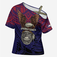 American Samoa Brave Eagle Personalized Cross Shoulder Shirt National Flag Color - Polynesian Pride
