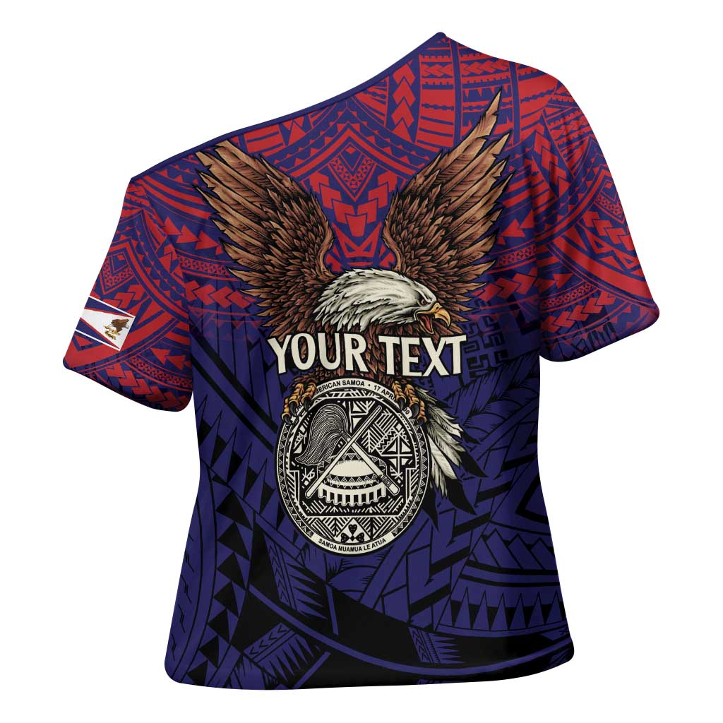 American Samoa Brave Eagle Personalized Cross Shoulder Shirt National Flag Color - Polynesian Pride