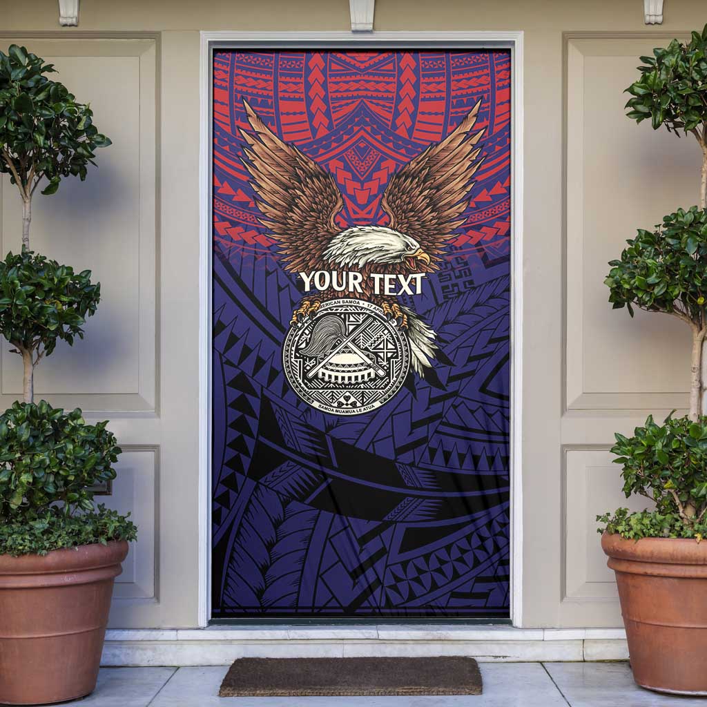 American Samoa Brave Eagle Personalized Door Cover National Flag Color - Polynesian Pride