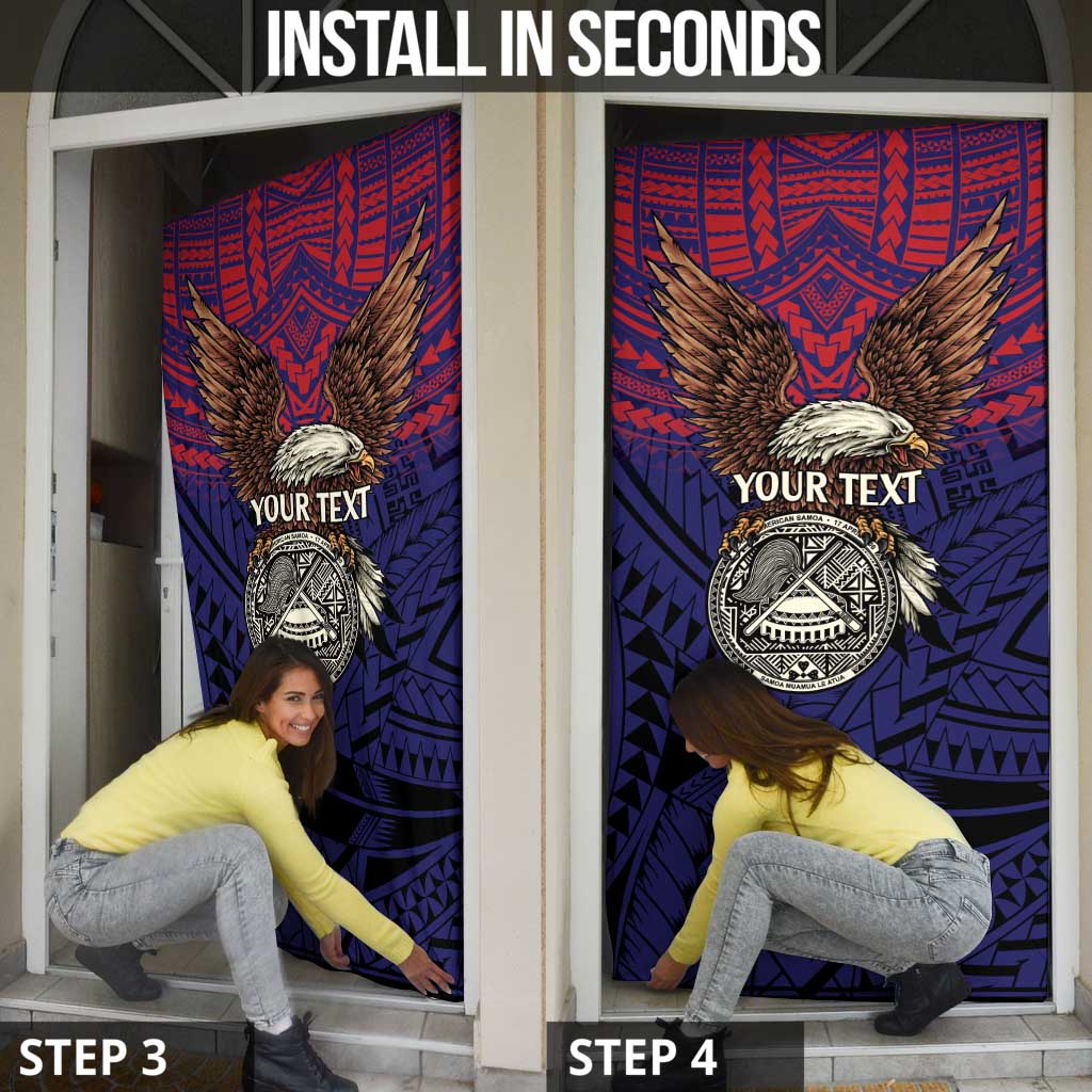 American Samoa Brave Eagle Personalized Door Cover National Flag Color - Polynesian Pride