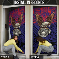 American Samoa Brave Eagle Personalized Door Cover National Flag Color - Polynesian Pride