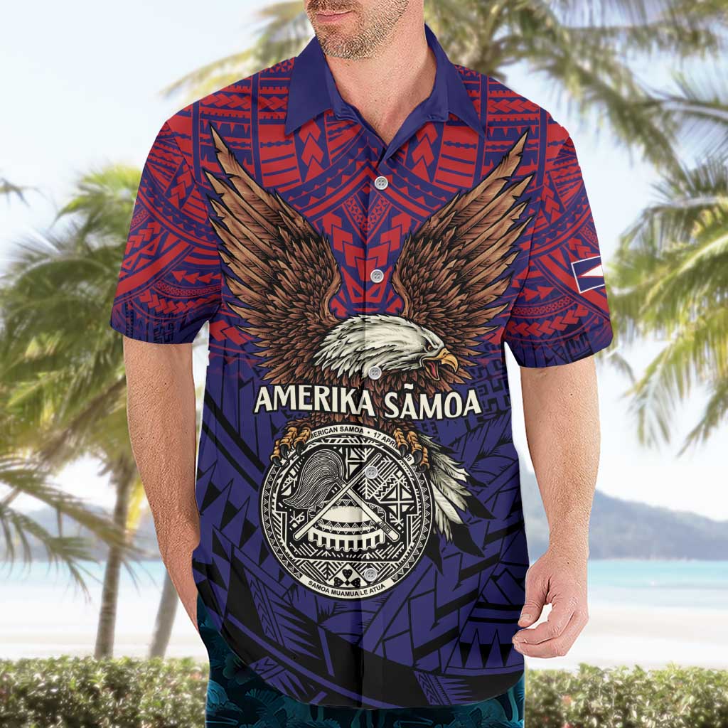 American Samoa Brave Eagle Personalized Hawaiian Shirt National Flag Color