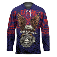 American Samoa Brave Eagle Personalized Hockey Jersey National Flag Color - Polynesian Pride