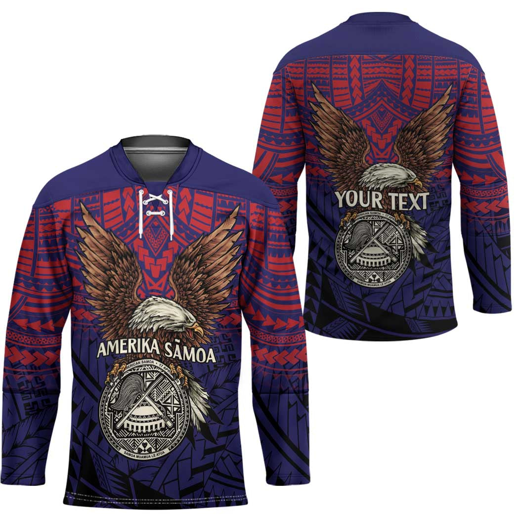 American Samoa Brave Eagle Personalized Hockey Jersey National Flag Color - Polynesian Pride