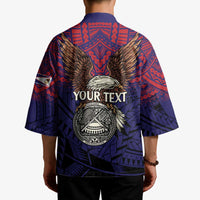 American Samoa Brave Eagle Personalized Kimono National Flag Color - Polynesian Pride