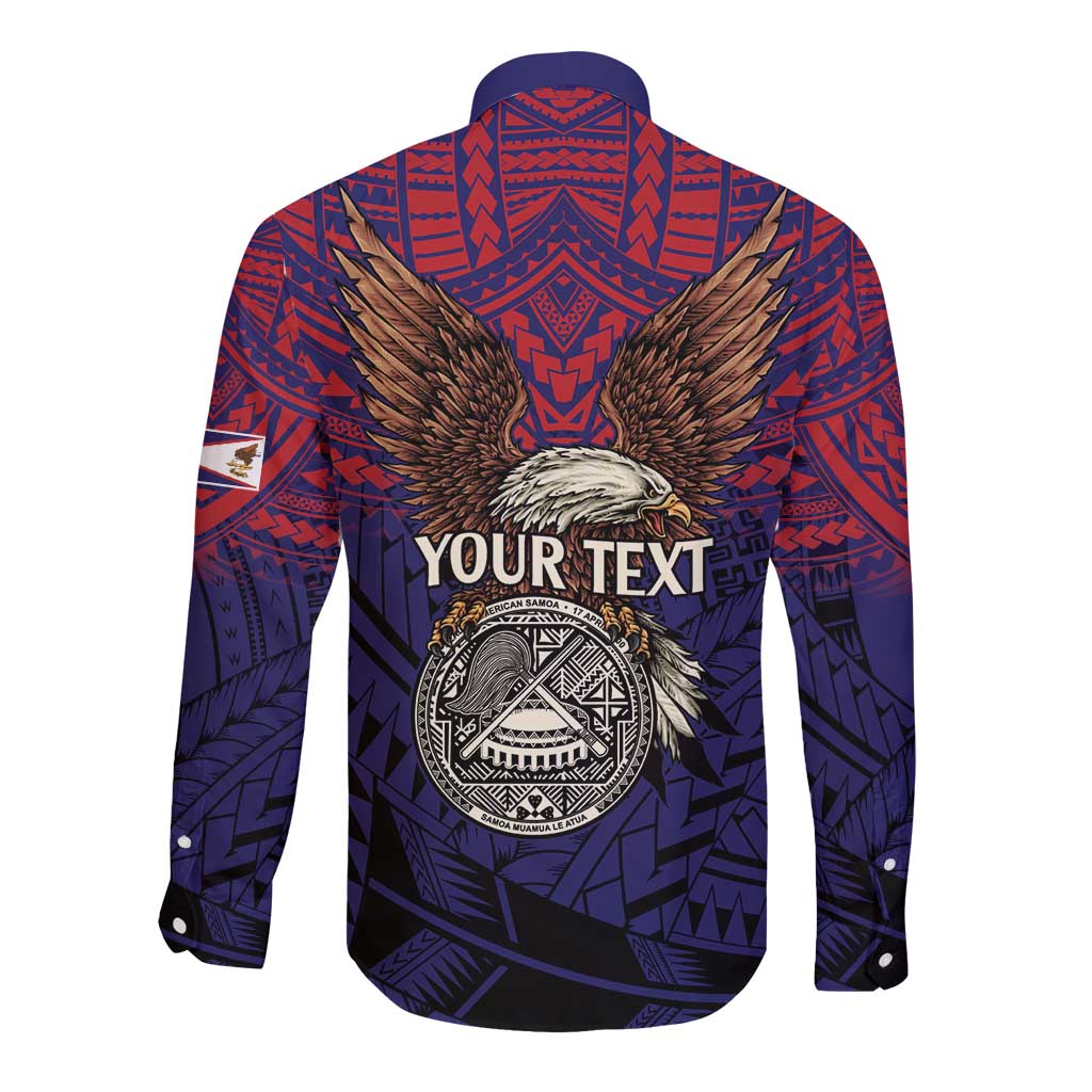 American Samoa Brave Eagle Personalized Long Sleeve Button Shirt National Flag Color