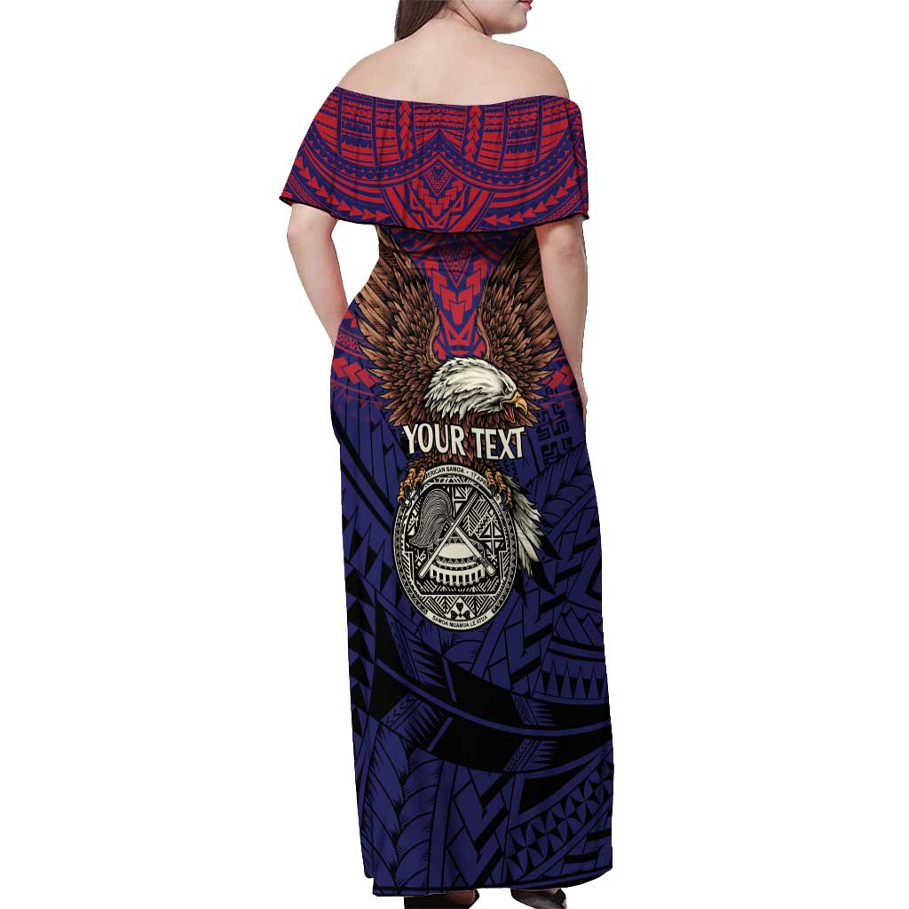 American Samoa Brave Eagle Personalized Off Shoulder Maxi Dress National Flag Color