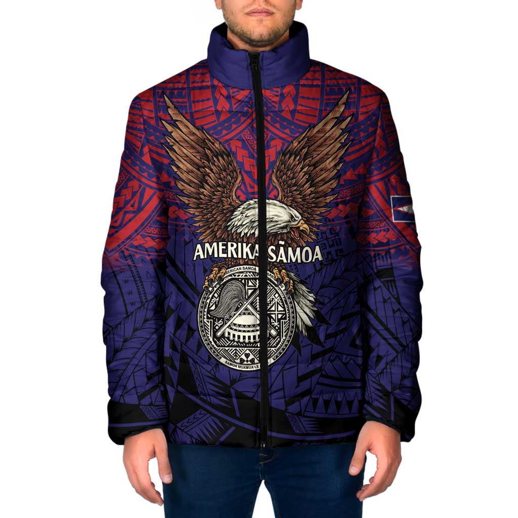American Samoa Brave Eagle Personalized Padded Jacket National Flag Color LT9 Men Blue - Polynesian Pride