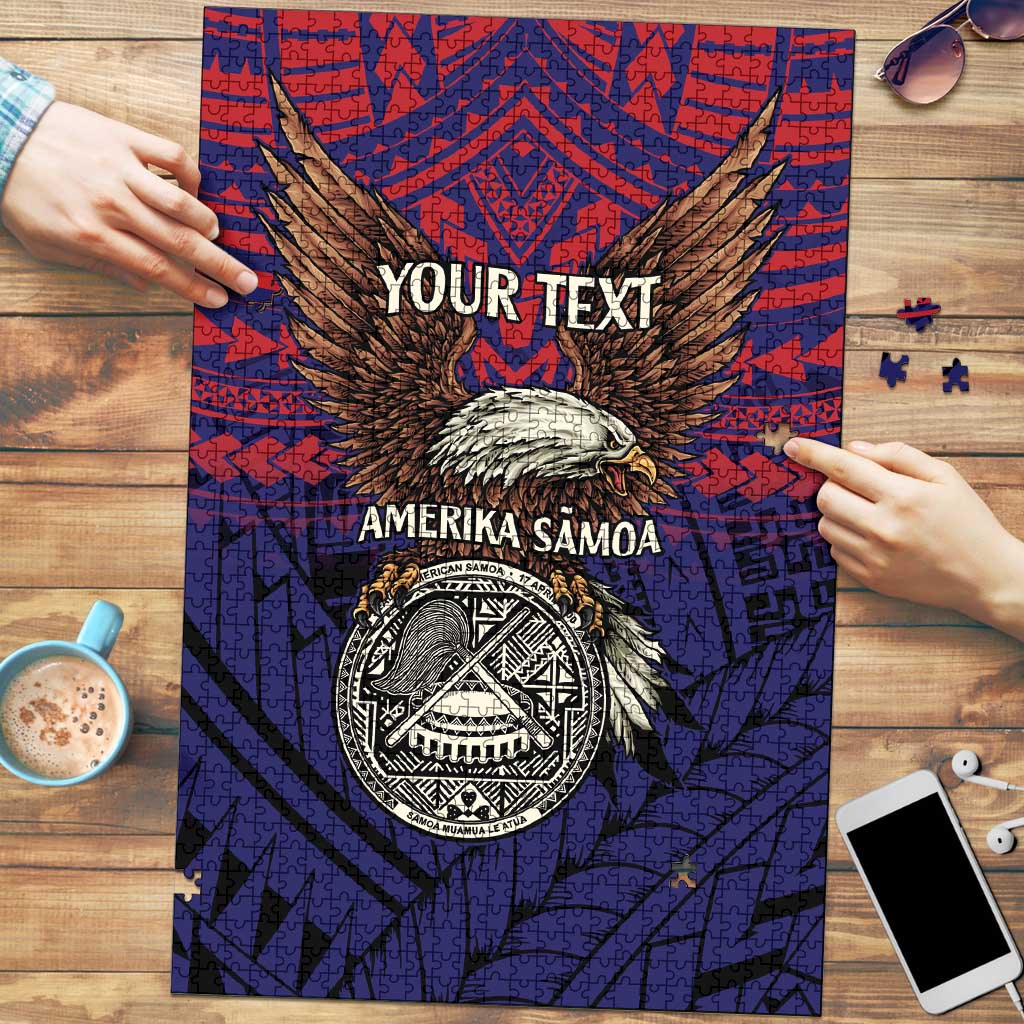 American Samoa Brave Eagle Personalized Puzzle National Flag Color LT9 Blue - Polynesian Pride