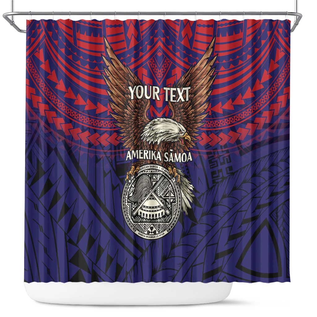 American Samoa Brave Eagle Personalized Shower Curtain National Flag Color LT9 Blue - Polynesian Pride