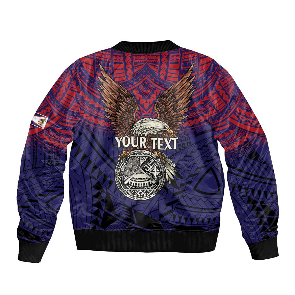 American Samoa Brave Eagle Personalized Sleeve Zip Bomber Jacket National Flag Color