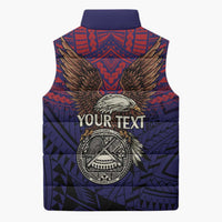 American Samoa Brave Eagle Personalized Sleeveless Puffer Jacket National Flag Color - Polynesian Pride