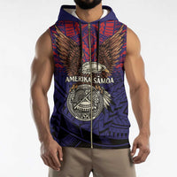 American Samoa Brave Eagle Personalized Sleeveless Zip Hoodie National Flag Color - Polynesian Pride