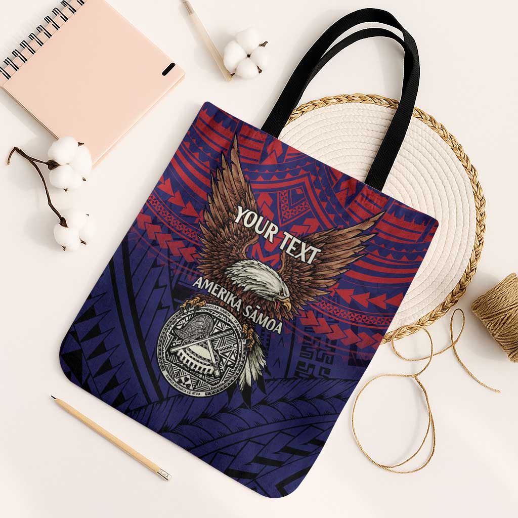 American Samoa Brave Eagle Personalized Tote Bag National Flag Color LT9 Black Strap One Size Blue - Polynesian Pride