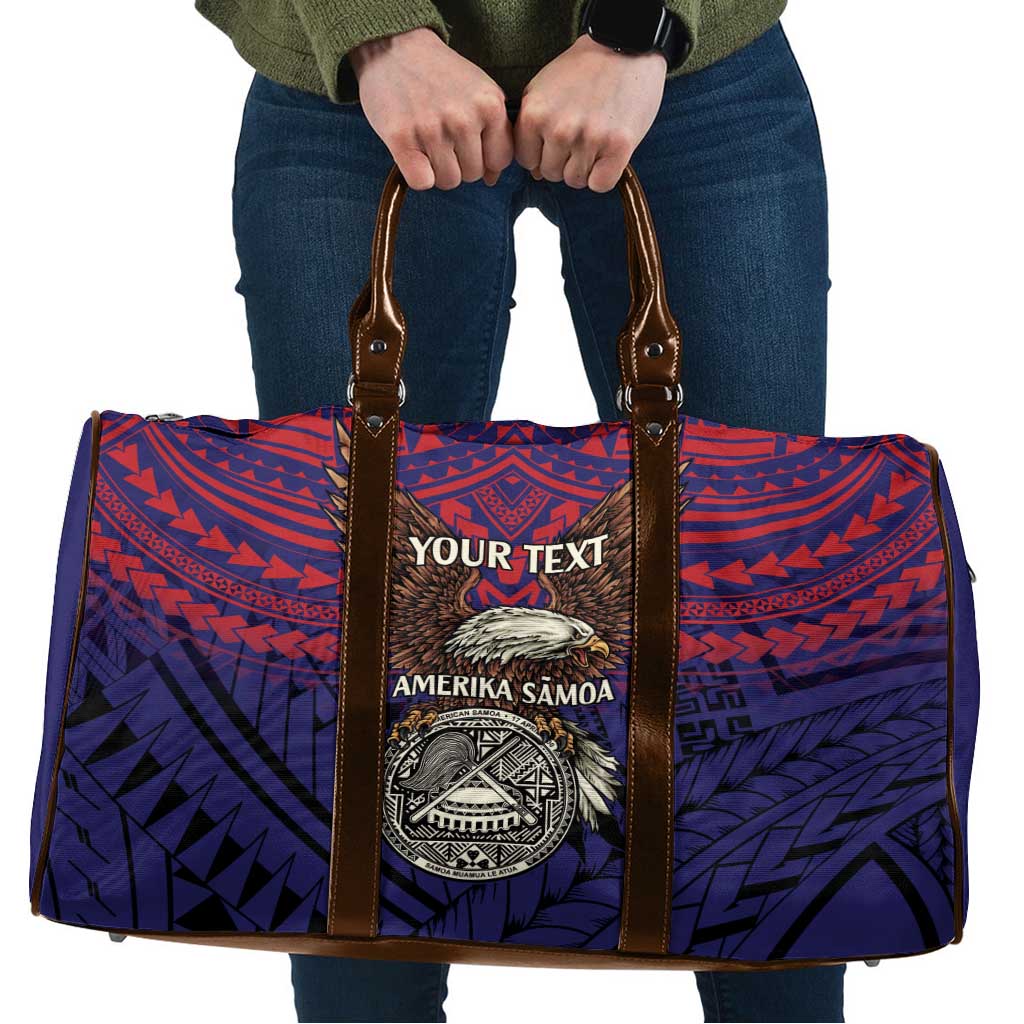 American Samoa Brave Eagle Personalized Travel Bag National Flag Color LT9 Blue - Polynesian Pride