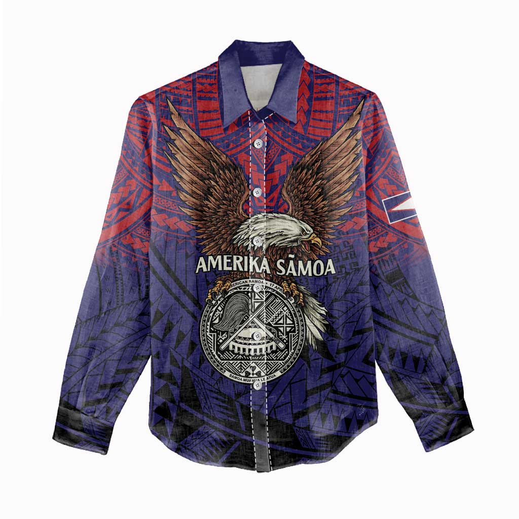 American Samoa Brave Eagle Personalized Women Casual Shirt National Flag Color