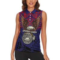 American Samoa Brave Eagle Personalized Women Sleeveless Polo Shirt National Flag Color