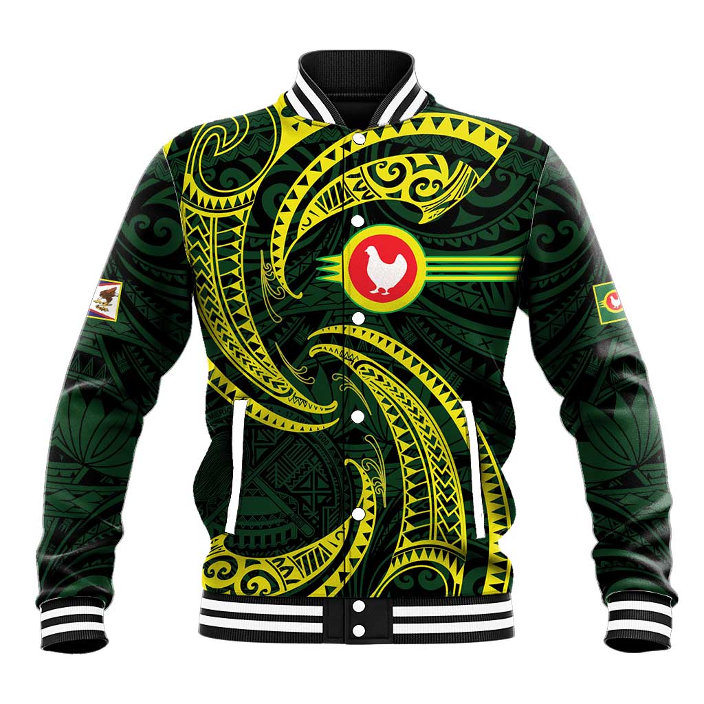 American Samoa Manua Cession Day Personalized Baseball Jacket Polynesian Wave Style LT9 Unisex Green - Polynesian Pride
