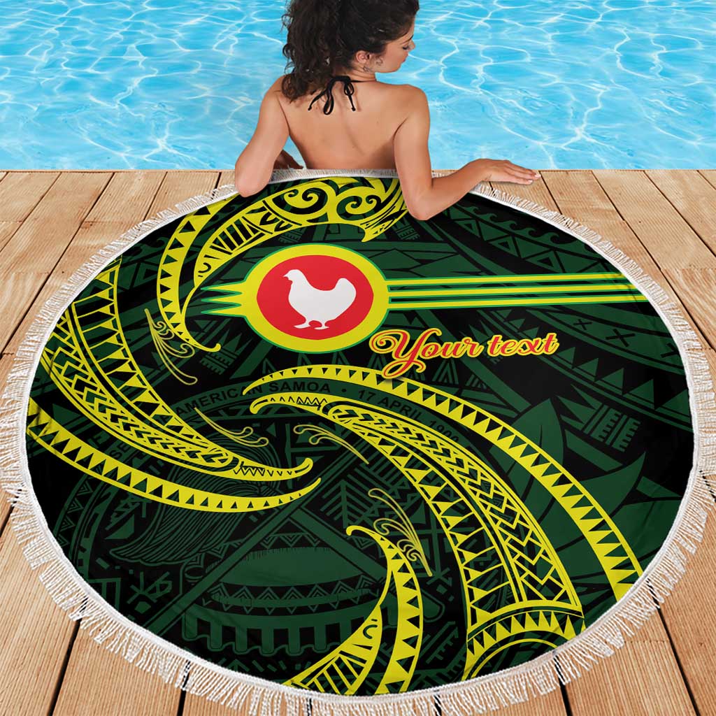 American Samoa Manua Cession Day Personalized Beach Blanket Polynesian Wave Style