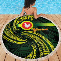American Samoa Manua Cession Day Personalized Beach Blanket Polynesian Wave Style