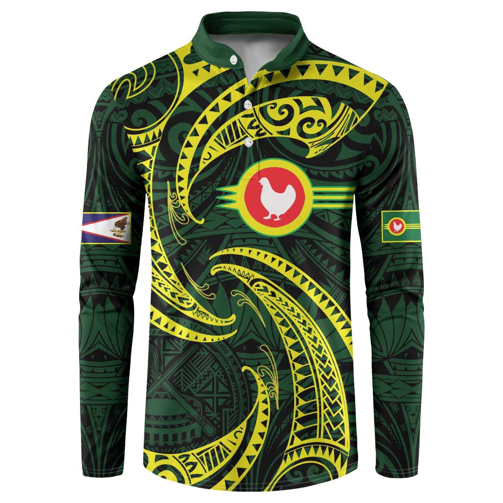 American Samoa Manua Cession Day Personalized Button Sweatshirt Polynesian Wave Style LT9 Green - Polynesian Pride
