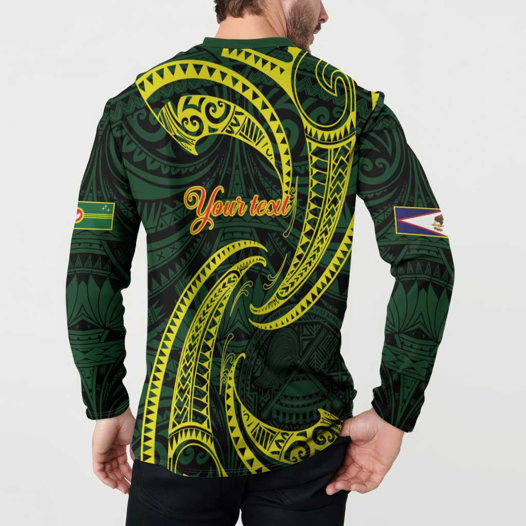 American Samoa Manua Cession Day Personalized Button Sweatshirt Polynesian Wave Style
