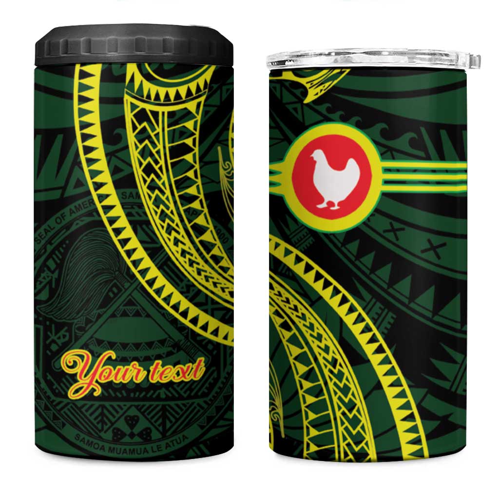 American Samoa Manua Cession Day Personalized 4 in 1 Can Cooler Tumbler Polynesian Wave Style LT9 One Size: 16 oz Green - Polynesian Pride