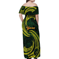 American Samoa Manua Cession Day Personalized Family Matching Off Shoulder Maxi Dress and Hawaiian Shirt Polynesian Wave Style