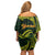 American Samoa Manua Cession Day Personalized Family Matching Off Shoulder Short Dress and Hawaiian Shirt Polynesian Wave Style
