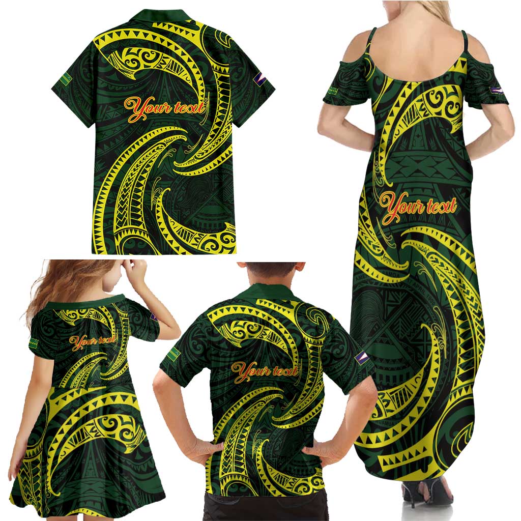 American Samoa Manua Cession Day Personalized Family Matching Summer Maxi Dress and Hawaiian Shirt Polynesian Wave Style