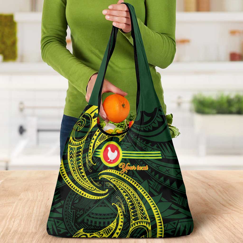 American Samoa Manua Cession Day Personalized Grocery Bag Polynesian Wave Style