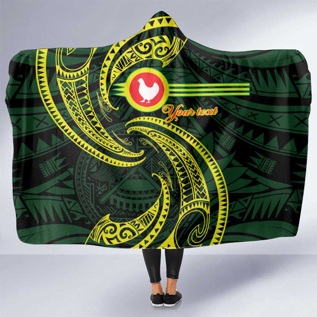 American Samoa Manua Cession Day Personalized Hooded Blanket Polynesian Wave Style LT9 One Size Green - Polynesian Pride