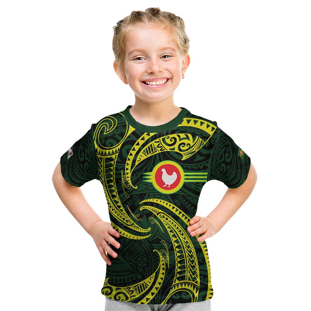 American Samoa Manua Cession Day Personalized Kid T Shirt Polynesian Wave Style LT9 Green - Polynesian Pride