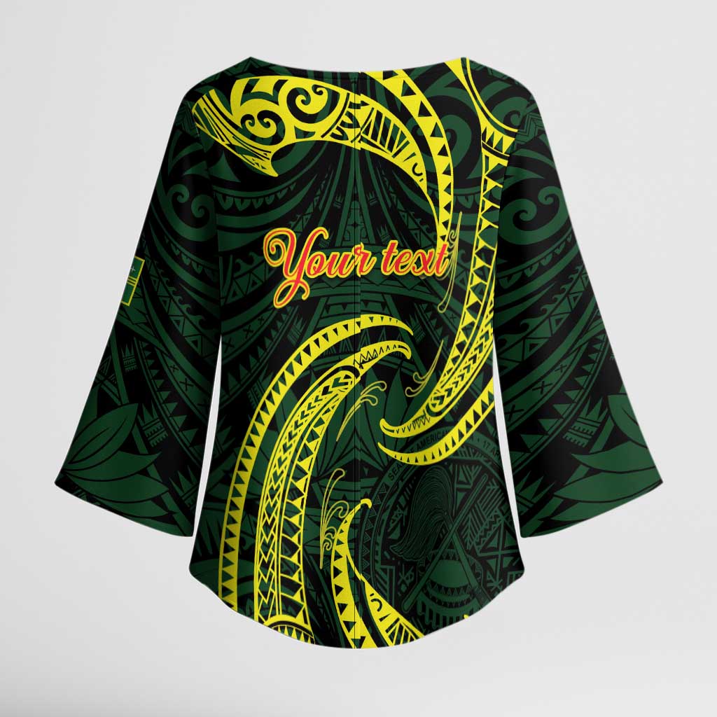 American Samoa Manua Cession Day Personalized Kimono Sleeve Blouse Polynesian Wave Style - Polynesian Pride