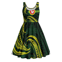 American Samoa Manua Cession Day Personalized Midi Dress Polynesian Wave Style - Polynesian Pride