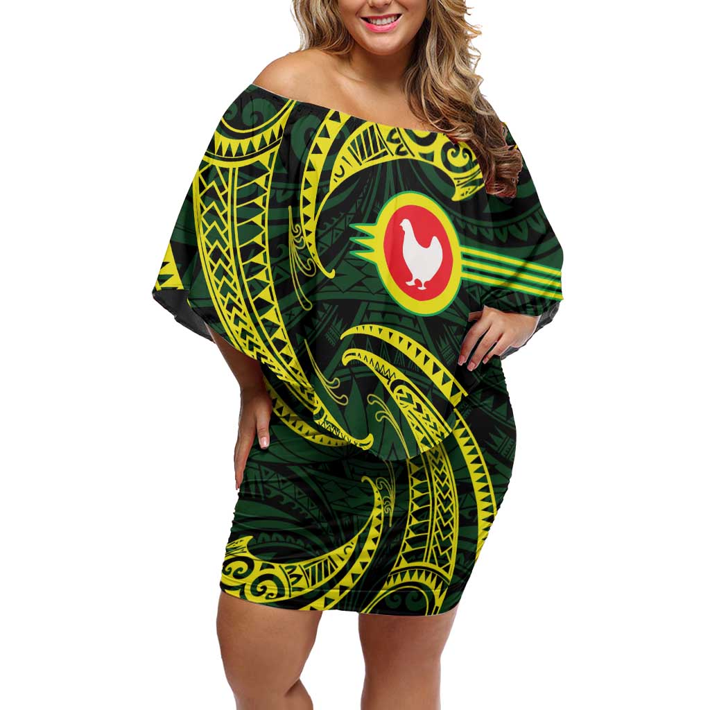 American Samoa Manua Cession Day Personalized Off Shoulder Short Dress Polynesian Wave Style
