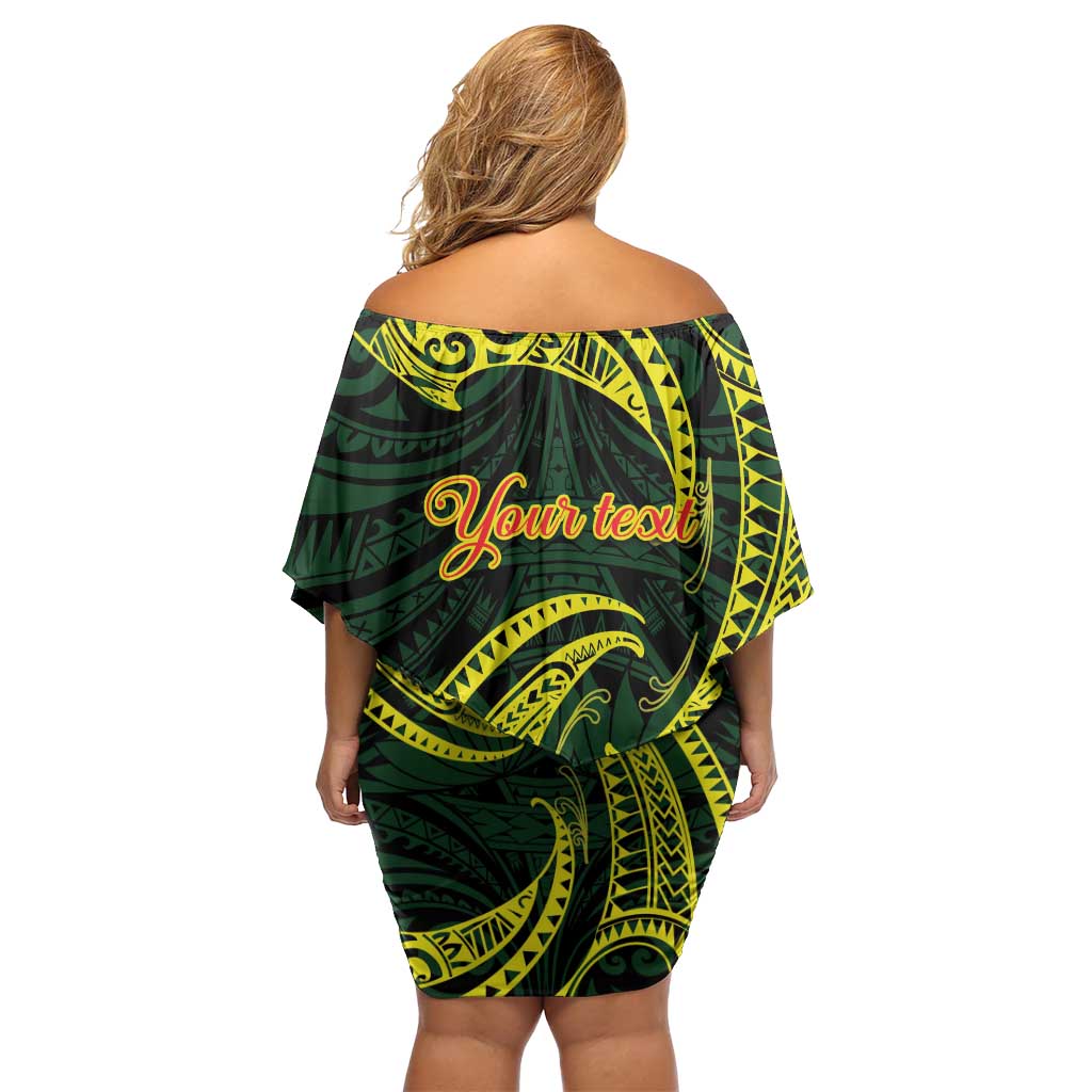 American Samoa Manua Cession Day Personalized Off Shoulder Short Dress Polynesian Wave Style