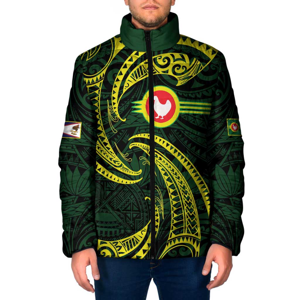 American Samoa Manua Cession Day Personalized Padded Jacket Polynesian Wave Style - Polynesian Pride