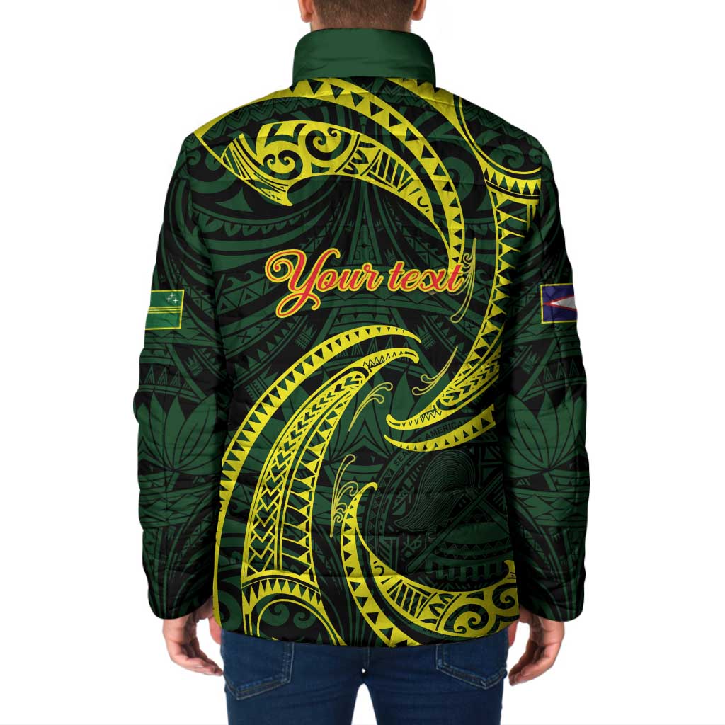 American Samoa Manua Cession Day Personalized Padded Jacket Polynesian Wave Style - Polynesian Pride