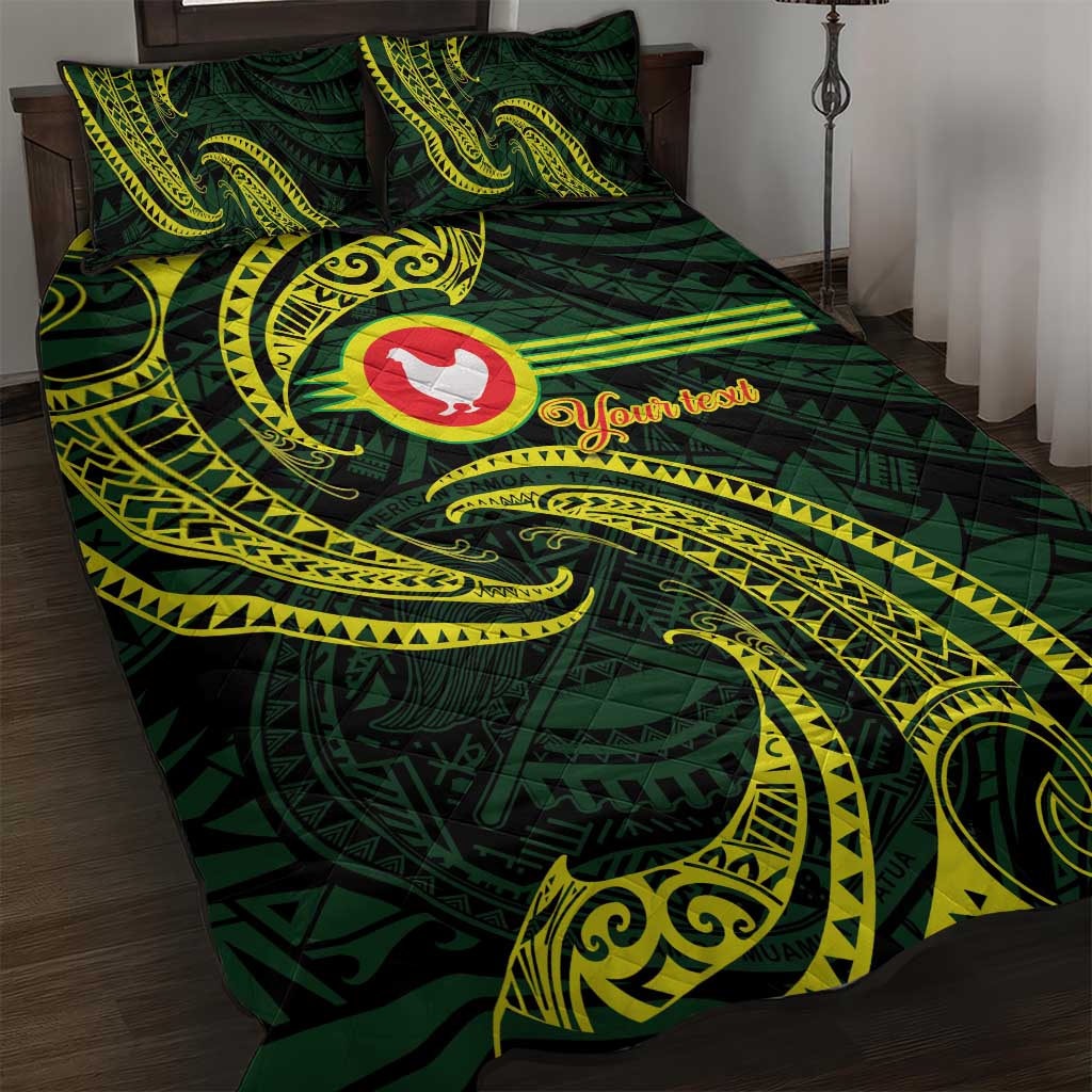 American Samoa Manua Cession Day Personalized Quilt Bed Set Polynesian Wave Style LT9 Green - Polynesian Pride