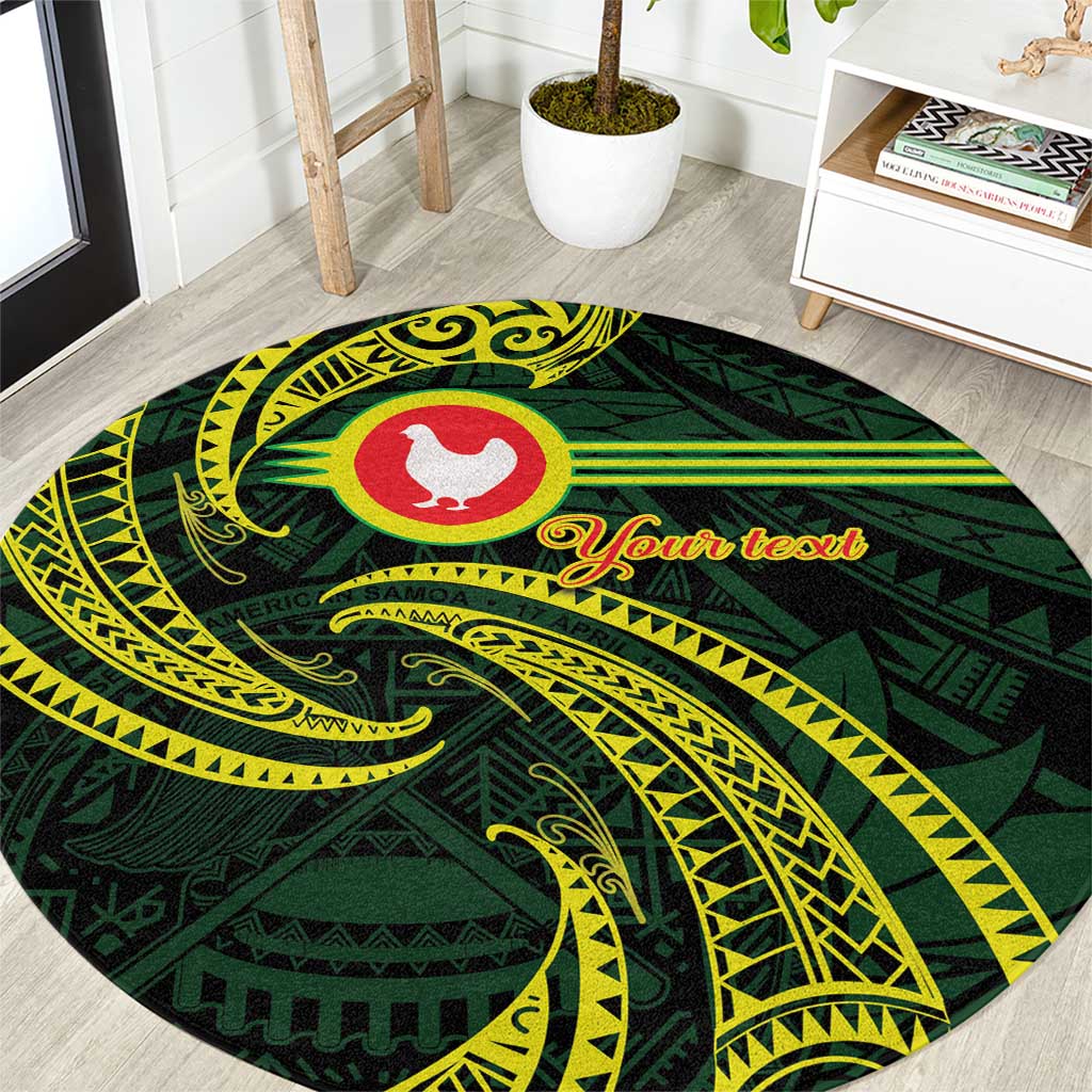 American Samoa Manua Cession Day Personalized Round Carpet Polynesian Wave Style