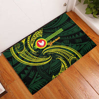 American Samoa Manua Cession Day Personalized Rubber Doormat Polynesian Wave Style