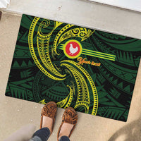 American Samoa Manua Cession Day Personalized Rubber Doormat Polynesian Wave Style