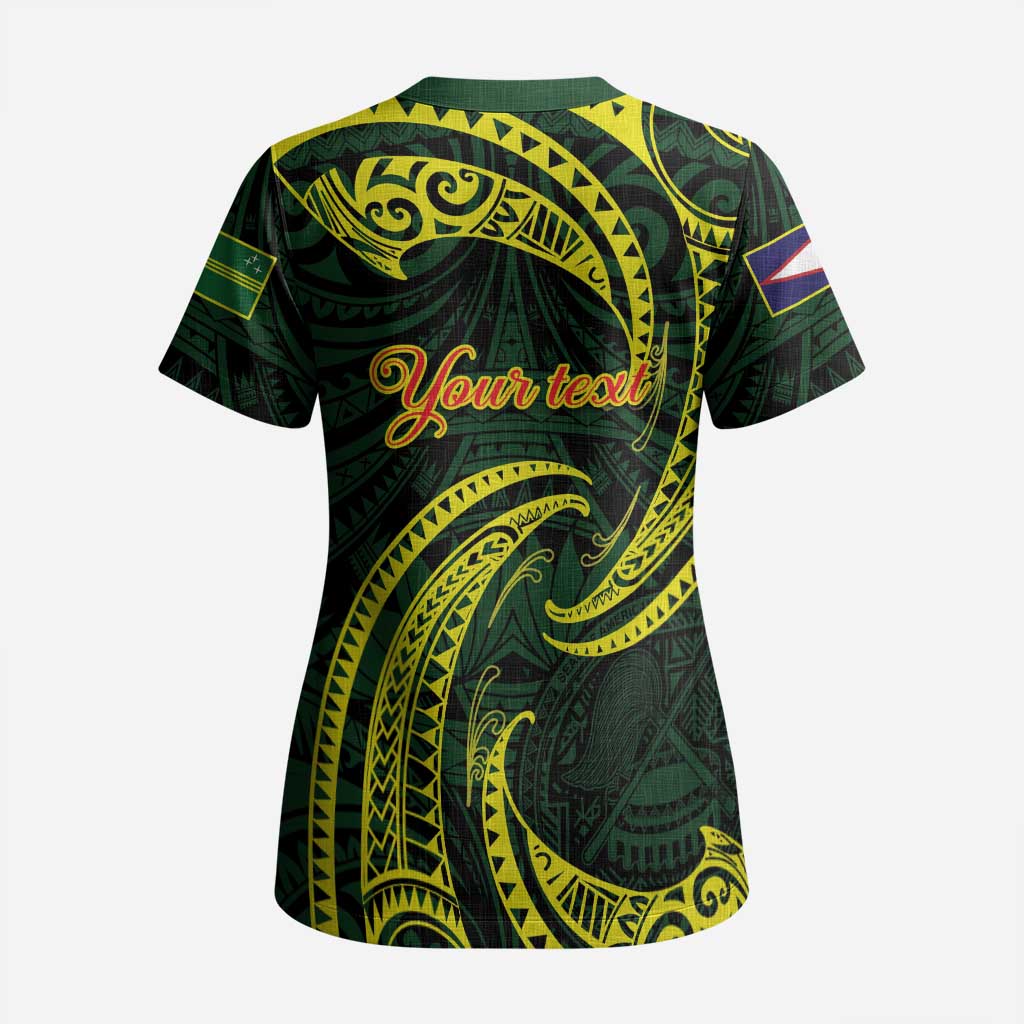 American Samoa Manua Cession Day Personalized Scrub Top Polynesian Wave Style - Polynesian Pride