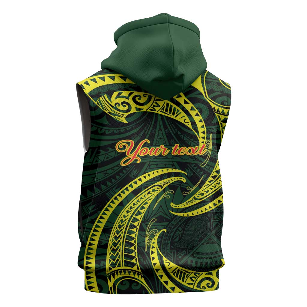 American Samoa Manua Cession Day Personalized Sleeveless Hoodie Polynesian Wave Style - Polynesian Pride