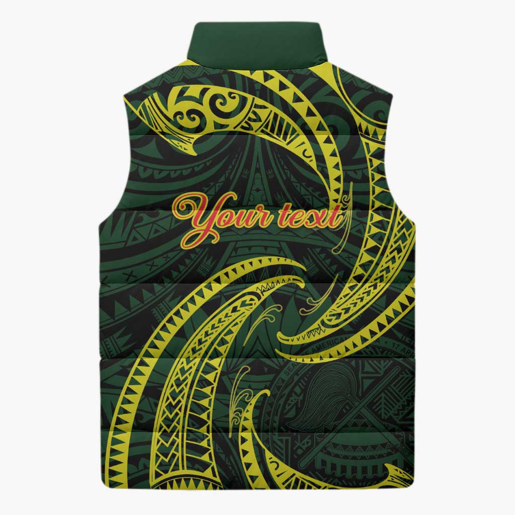 American Samoa Manua Cession Day Personalized Sleeveless Puffer Jacket Polynesian Wave Style - Polynesian Pride