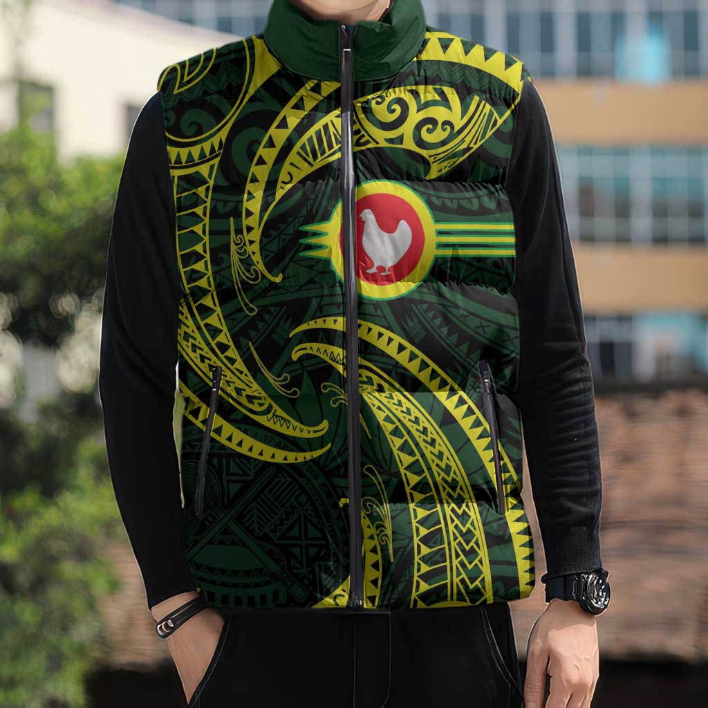 American Samoa Manua Cession Day Personalized Sleeveless Puffer Jacket Polynesian Wave Style - Polynesian Pride