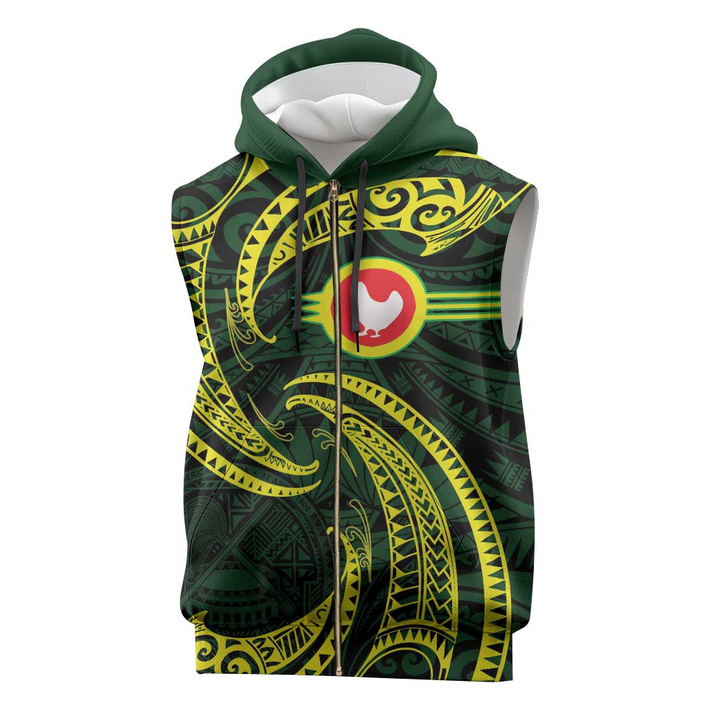 American Samoa Manua Cession Day Personalized Sleeveless Zip Hoodie Polynesian Wave Style LT9